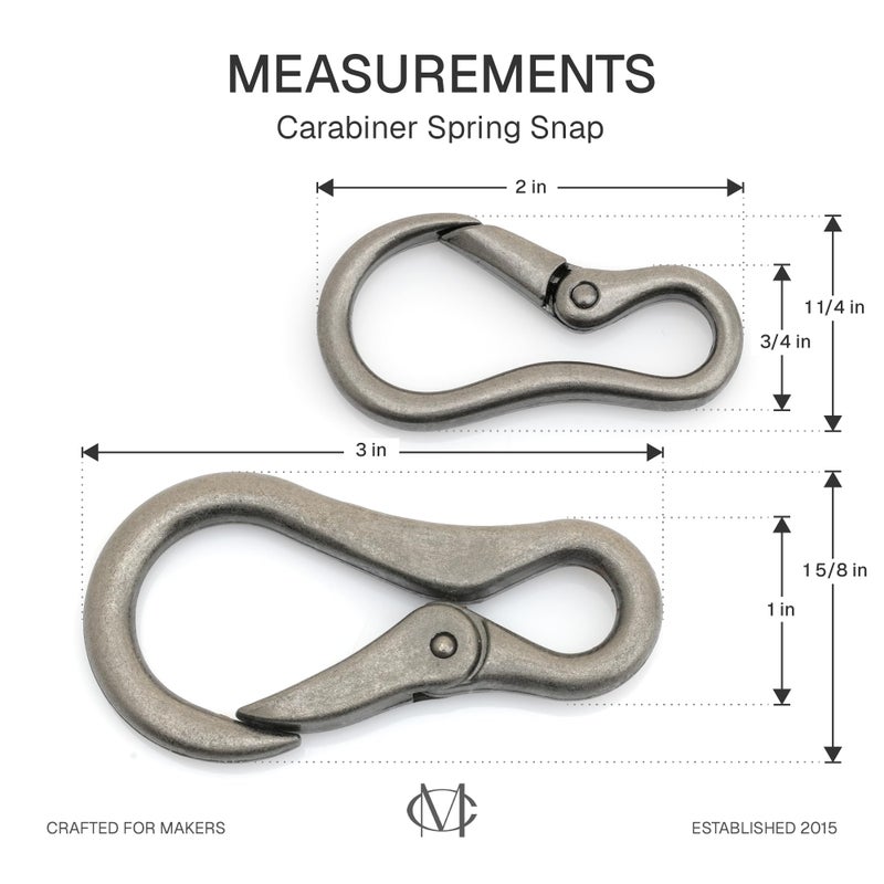 CRAFTMEMORE 2pcs 2 Inches Carabiner Spring Snap Hook Paracord Camping Keychain Accessories Push Gate Spring Clips HR8 (Antique Brass) - Image 4